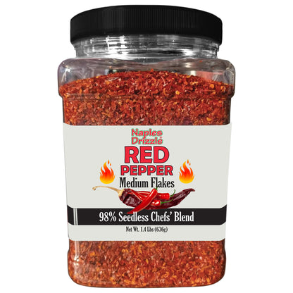 Red Pepper MEDIUM Flakes -- Wholesale 2-Pack, 1.4lb Containers